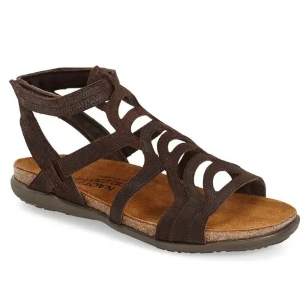 NAOT Sara' Gladiator‎ Sandal Mine Brown Leather Women 9 EU 40